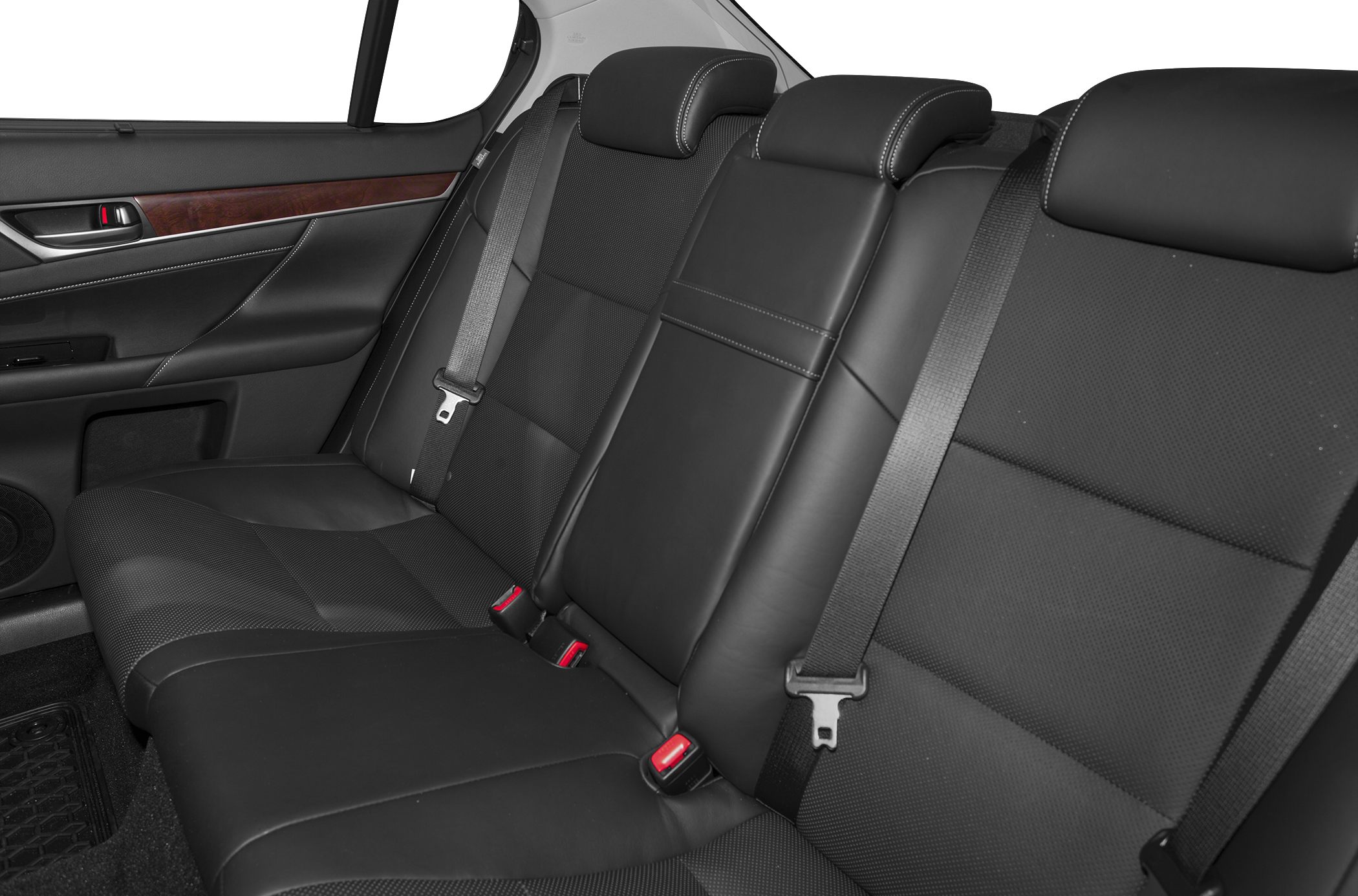 Premium black leather rear seats with modern seatbelt design
