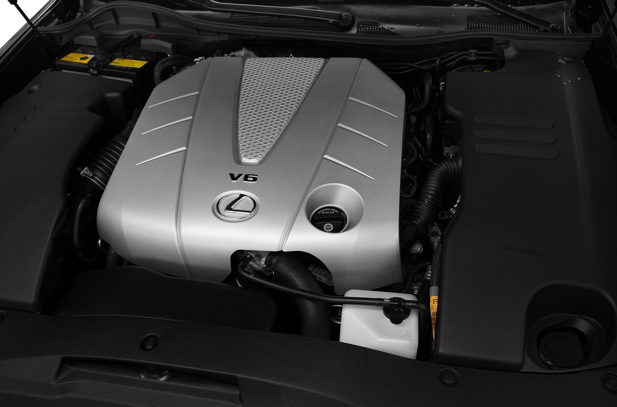 V6 engine bay with Lexus logo and cover design