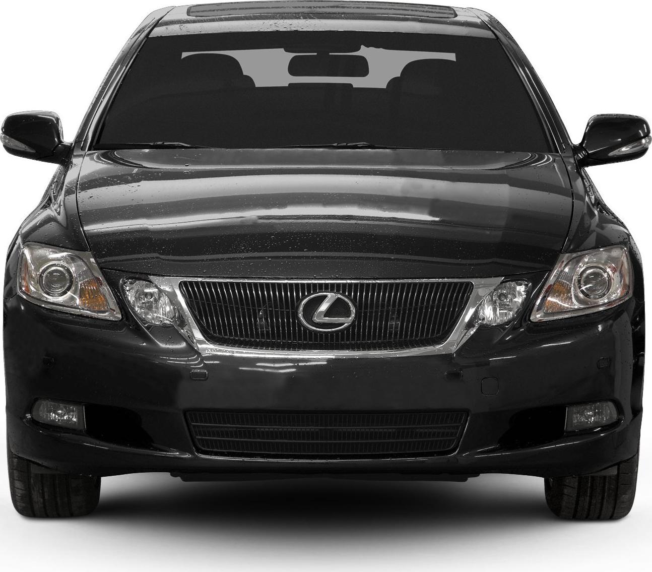 Front view of a luxury sedan with distinct grille and headlights