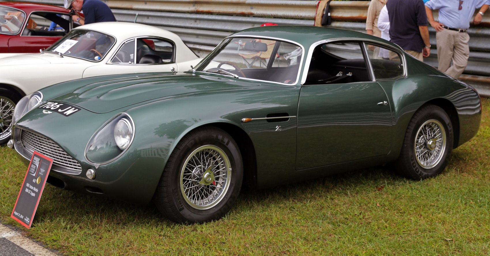 Vintage sleek sports coupe with aerodynamic body and wire-spoke wheels