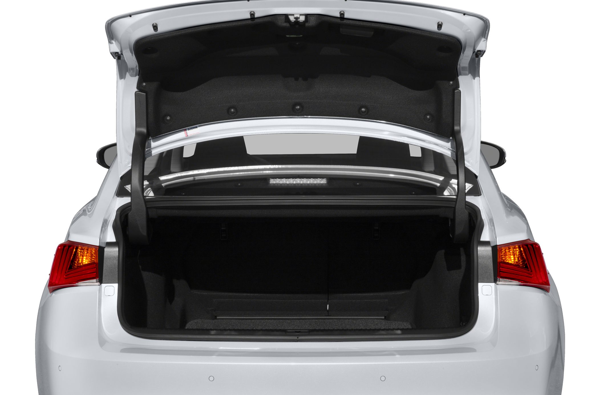 Open trunk view with spacious cargo area and visible taillights