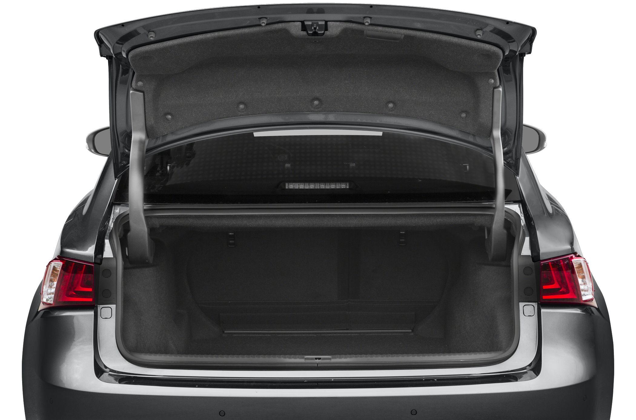 Open trunk space and boot structure with rear lights