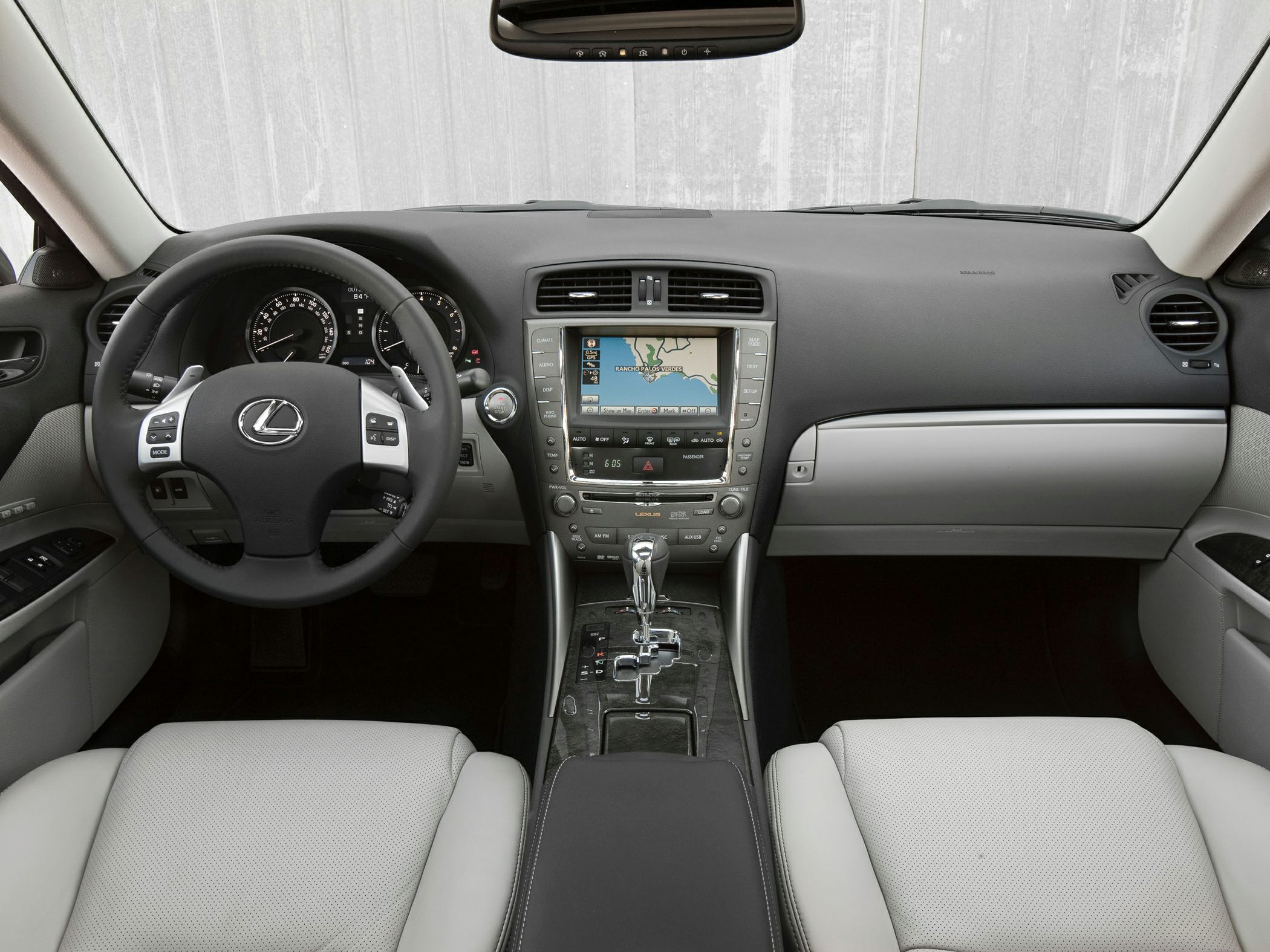 Dashboard with steering wheel and navigation screen
