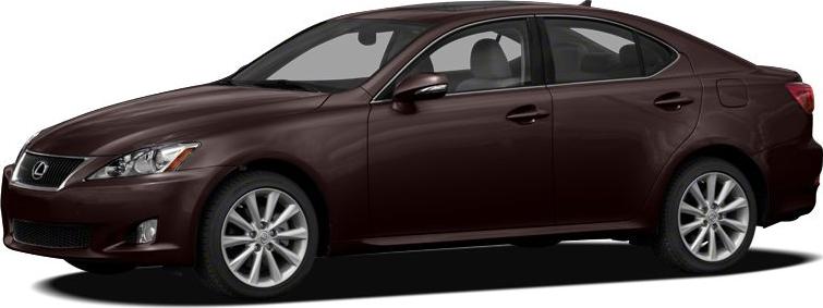 Side profile of a deep brown four-door sedan with alloy wheels.