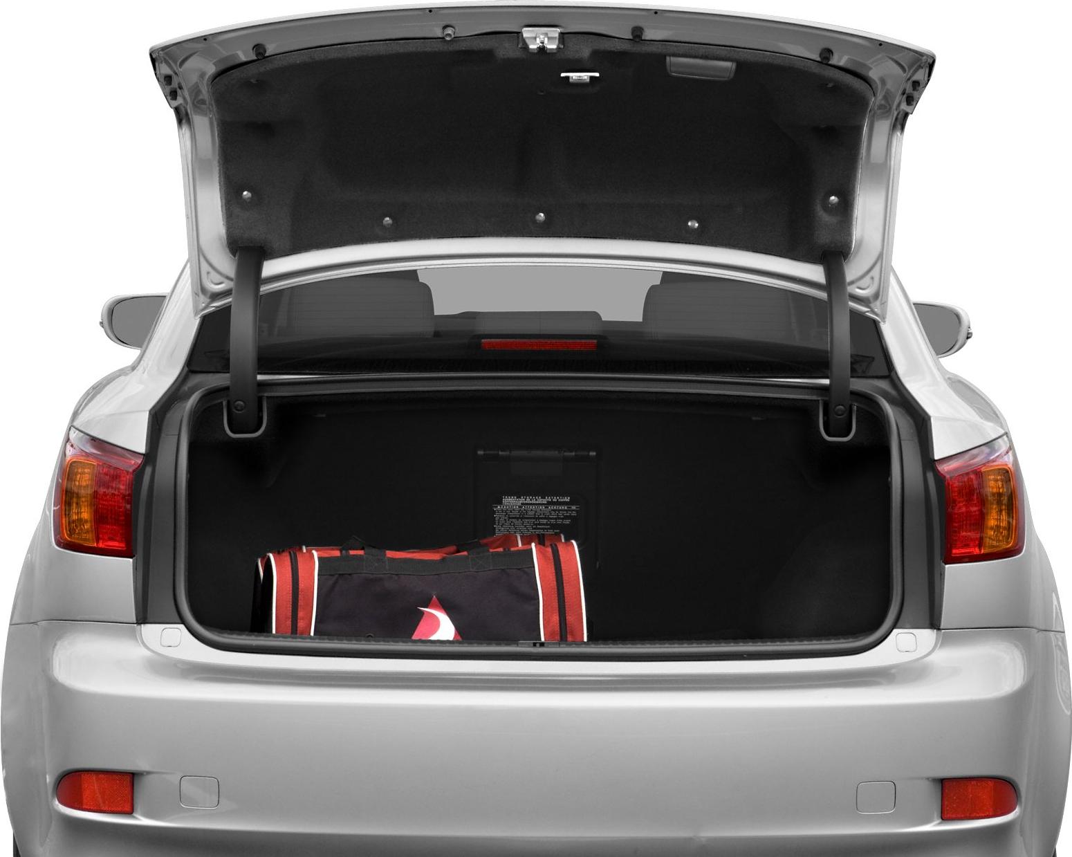 Open car trunk with a compact bag inside