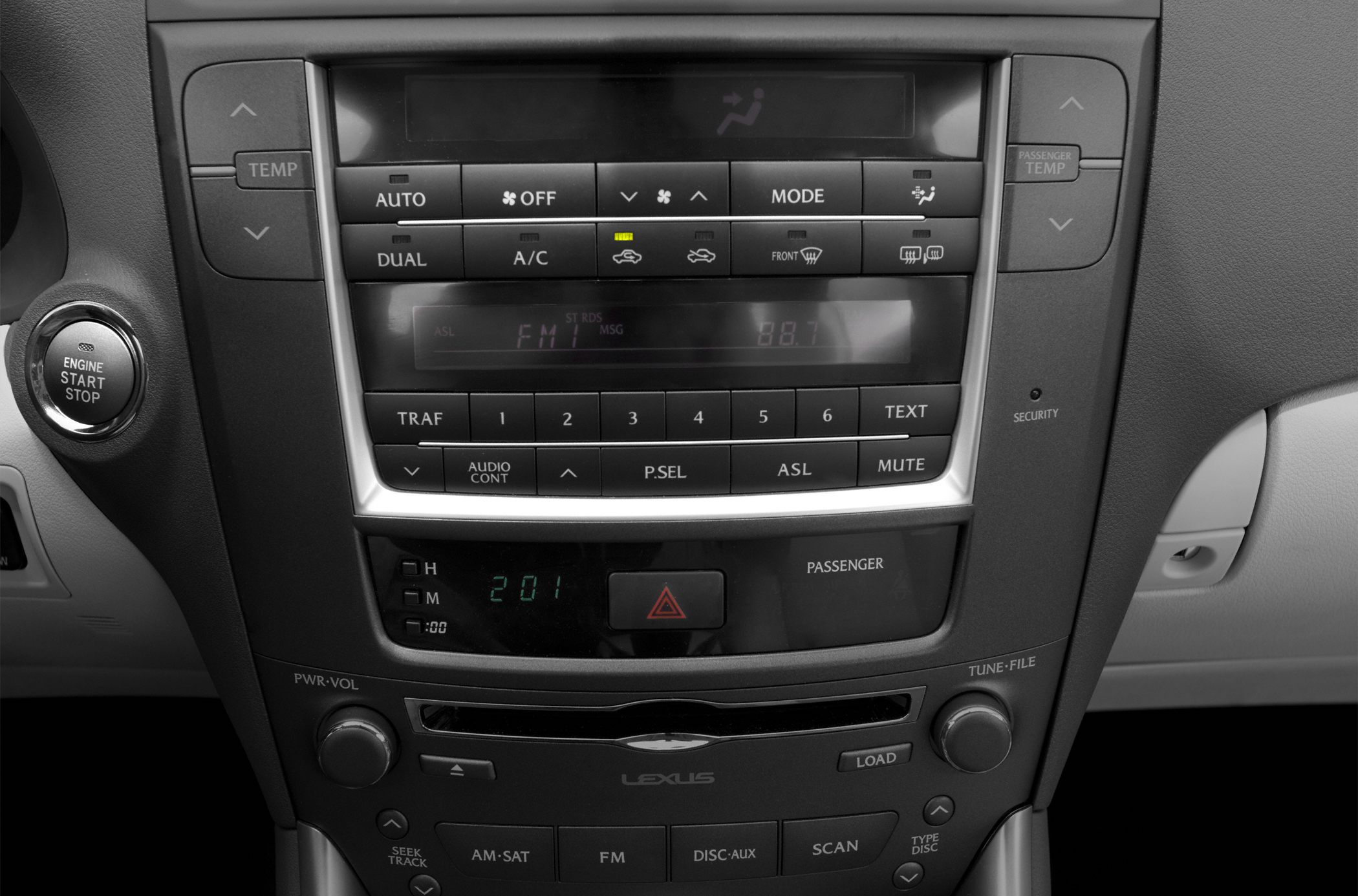 Lexus IS II 2009 center console with climate and audio controls