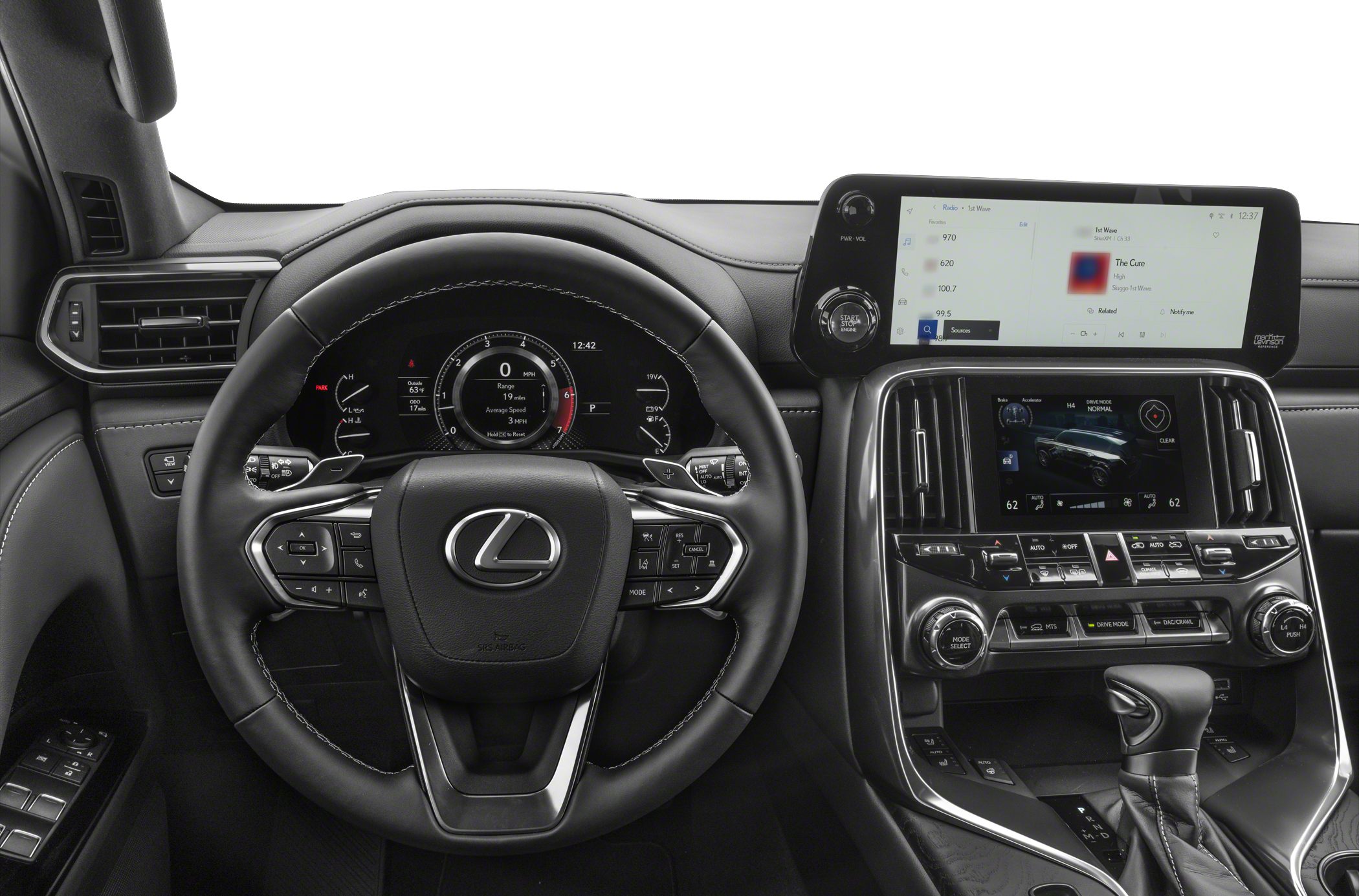 Luxury SUV interior with digital dashboard and multifunction steering wheel
