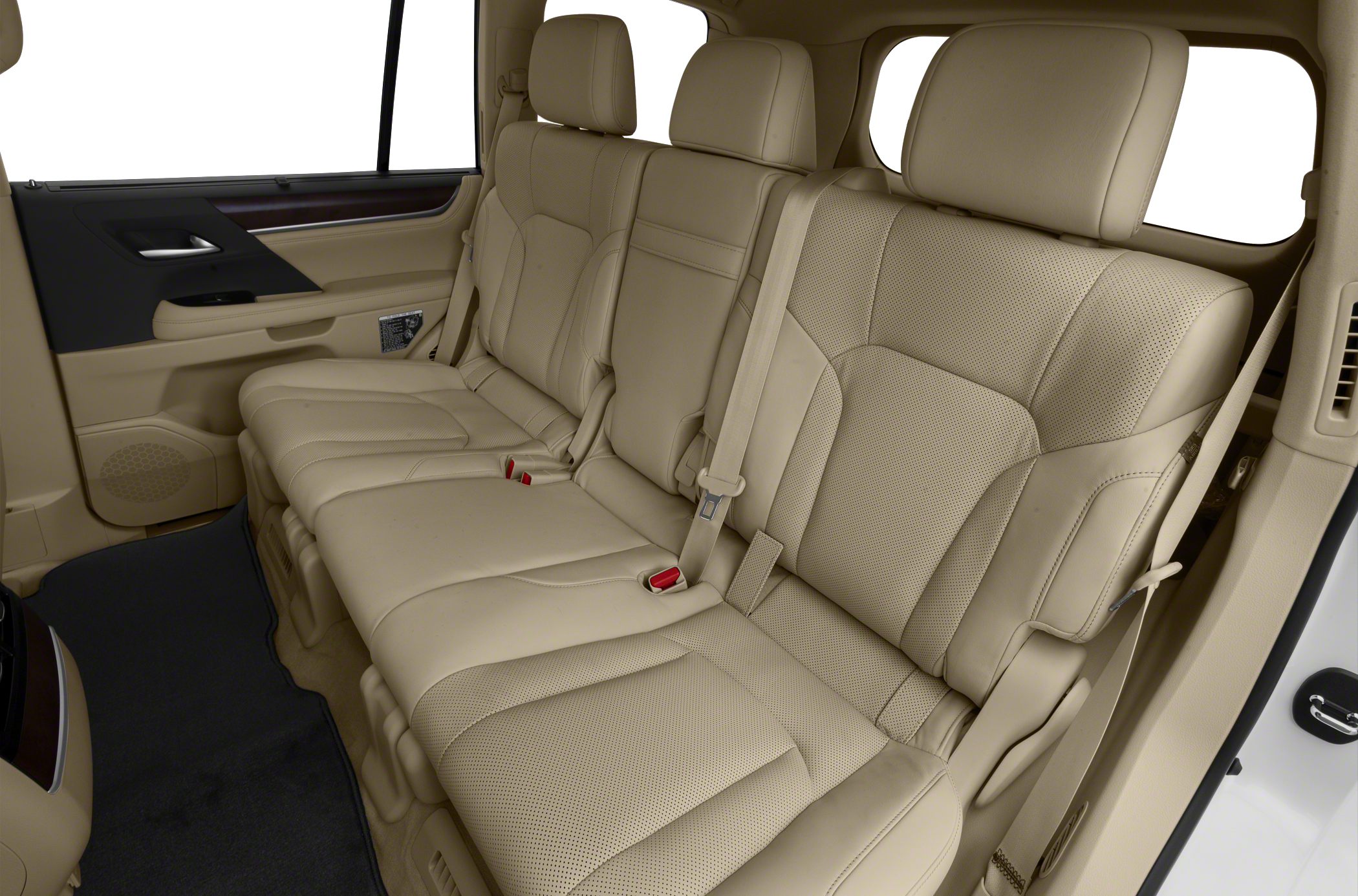 Beige perforated leather rear seats with headrests