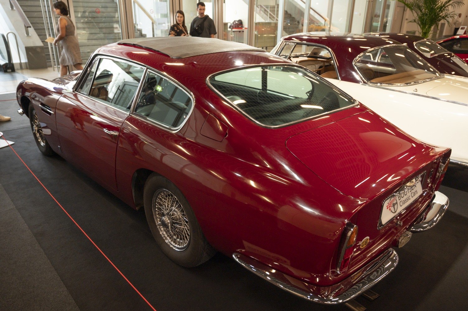 Rear view with wire wheels and soft convertible roof