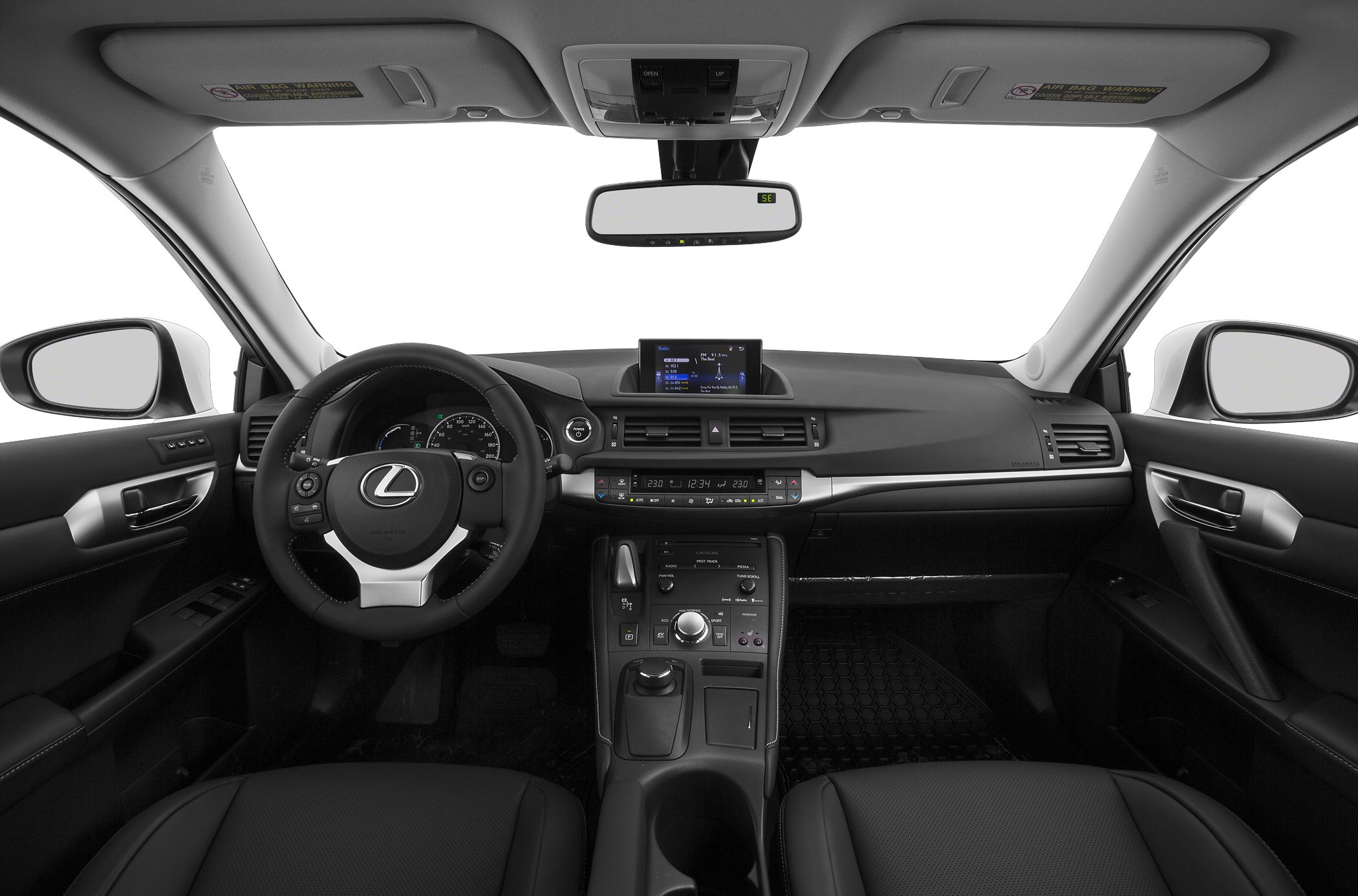 Modern dashboard with multimedia display and multifunction steering wheel