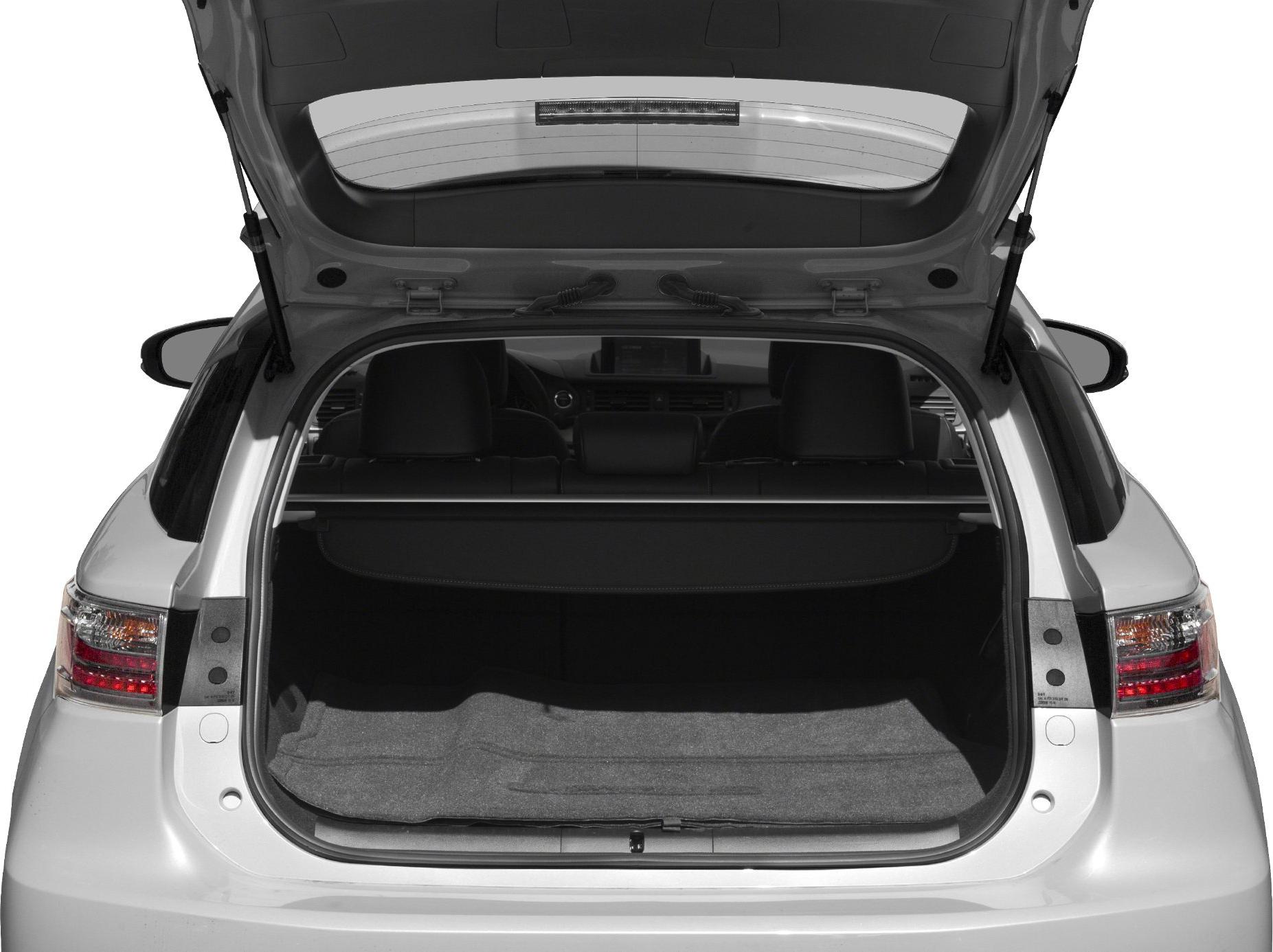 Open rear trunk with cargo cover and visible back seats.
