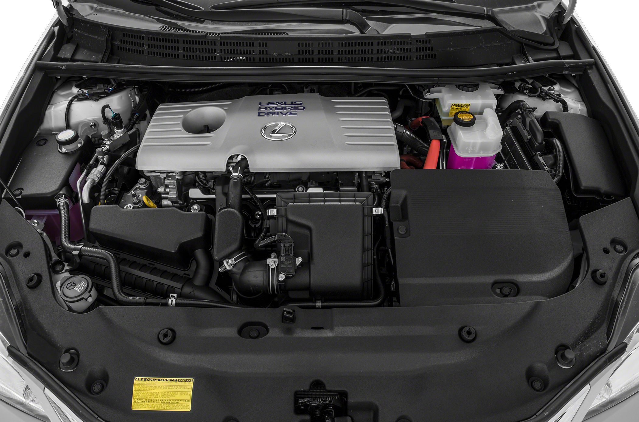 Hybrid engine bay with engine cover and fluid reservoirs