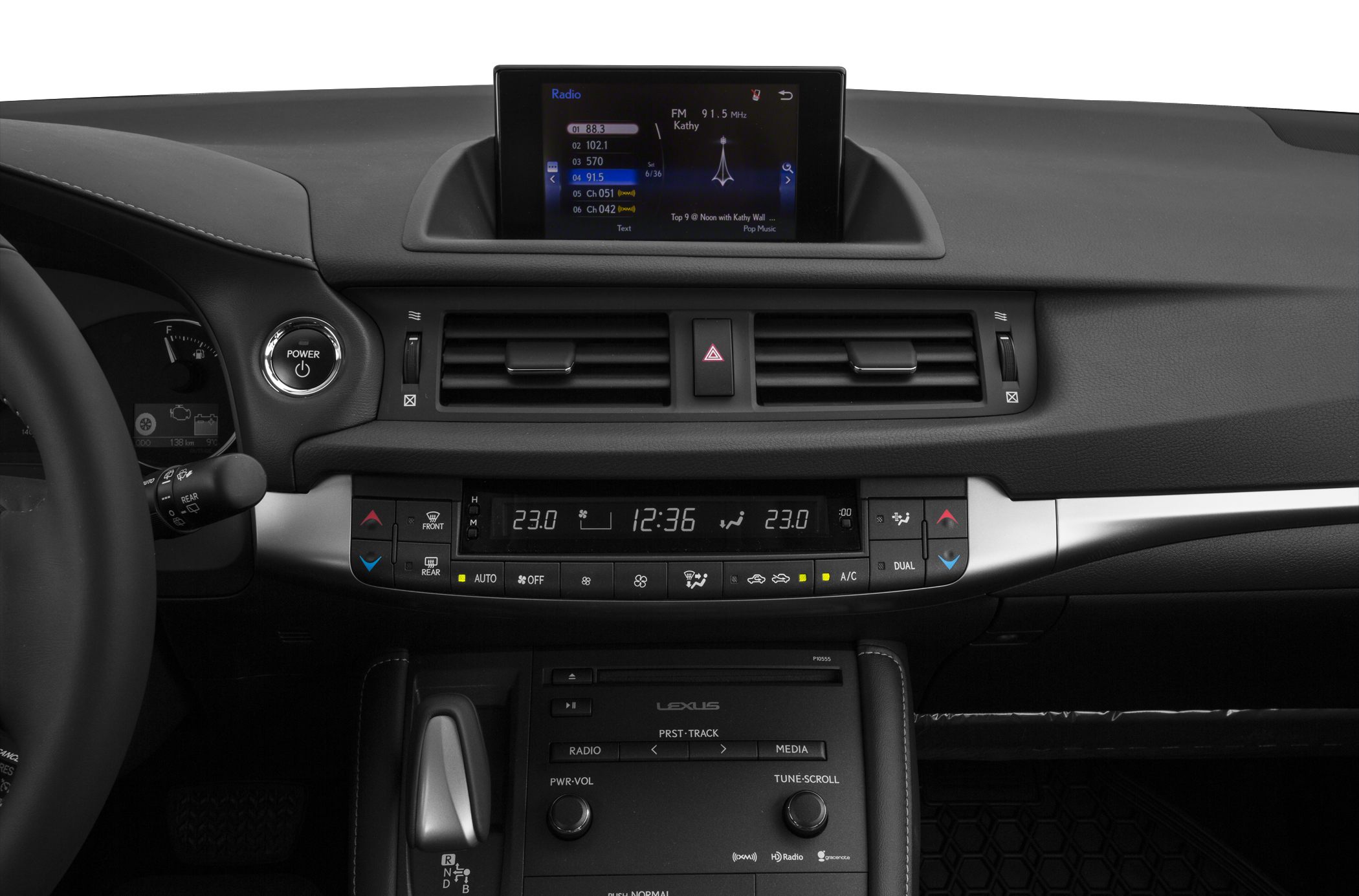 Dashboard center console with infotainment screen and climate controls