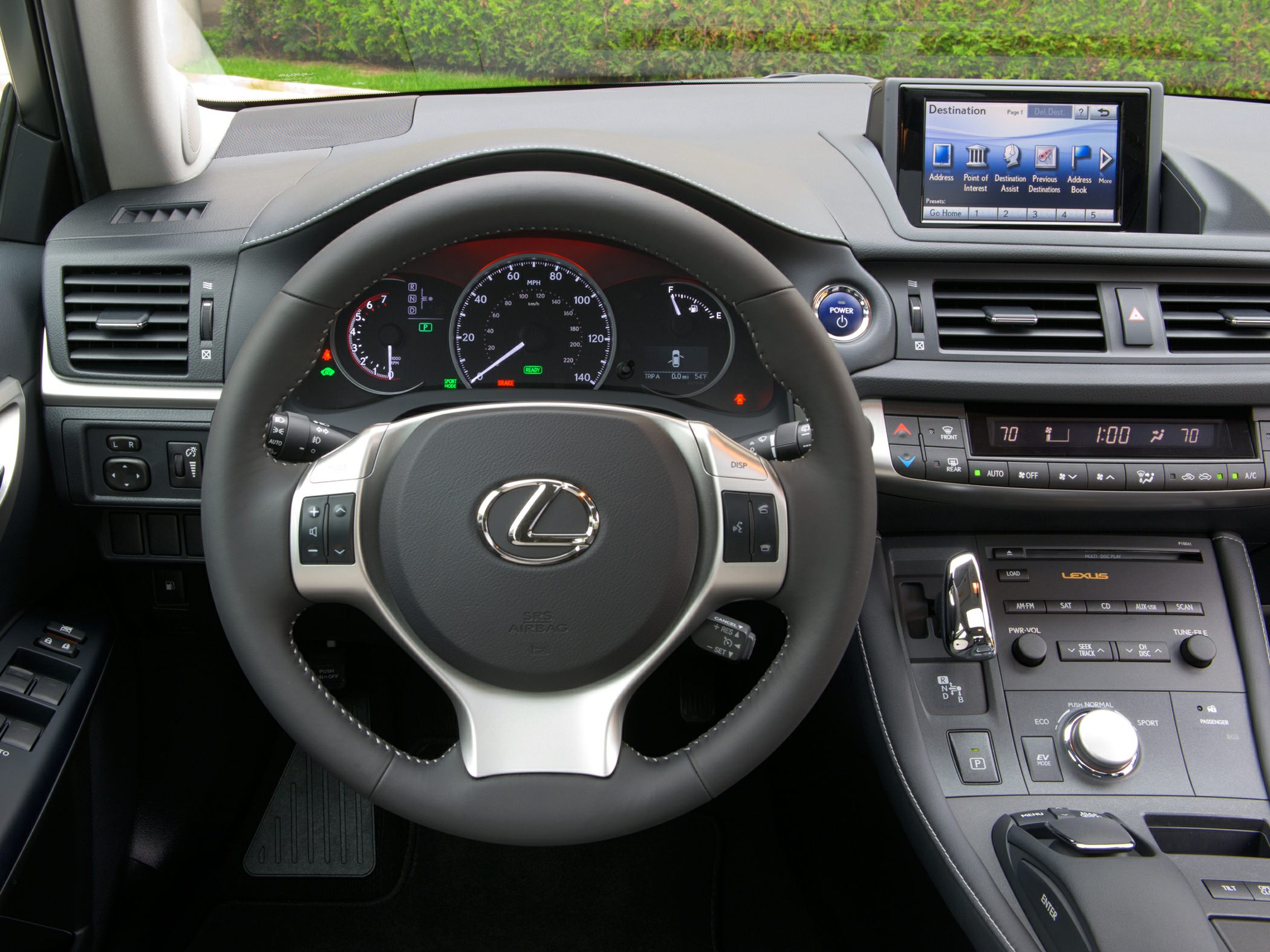 Dashboard with steering wheel and navigation display