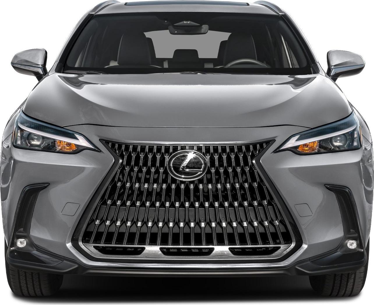 Close-up of bold front grille and sleek headlights