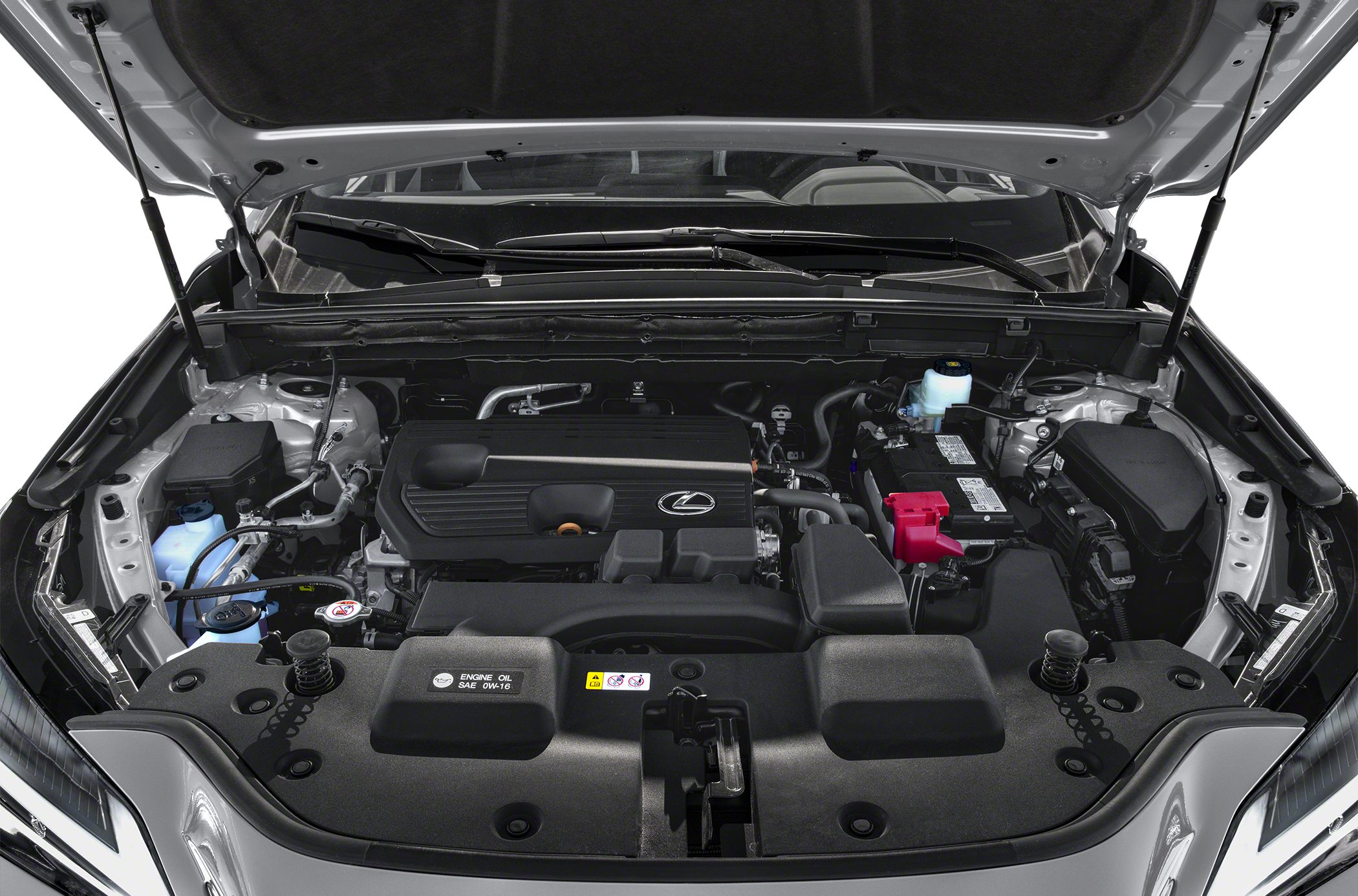 Detailed view of engine bay with key components and layout