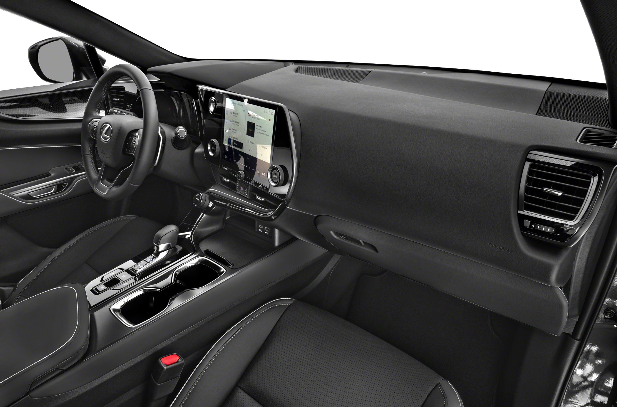Modern digital dashboard and center console with ergonomic design in a vehicle interior
