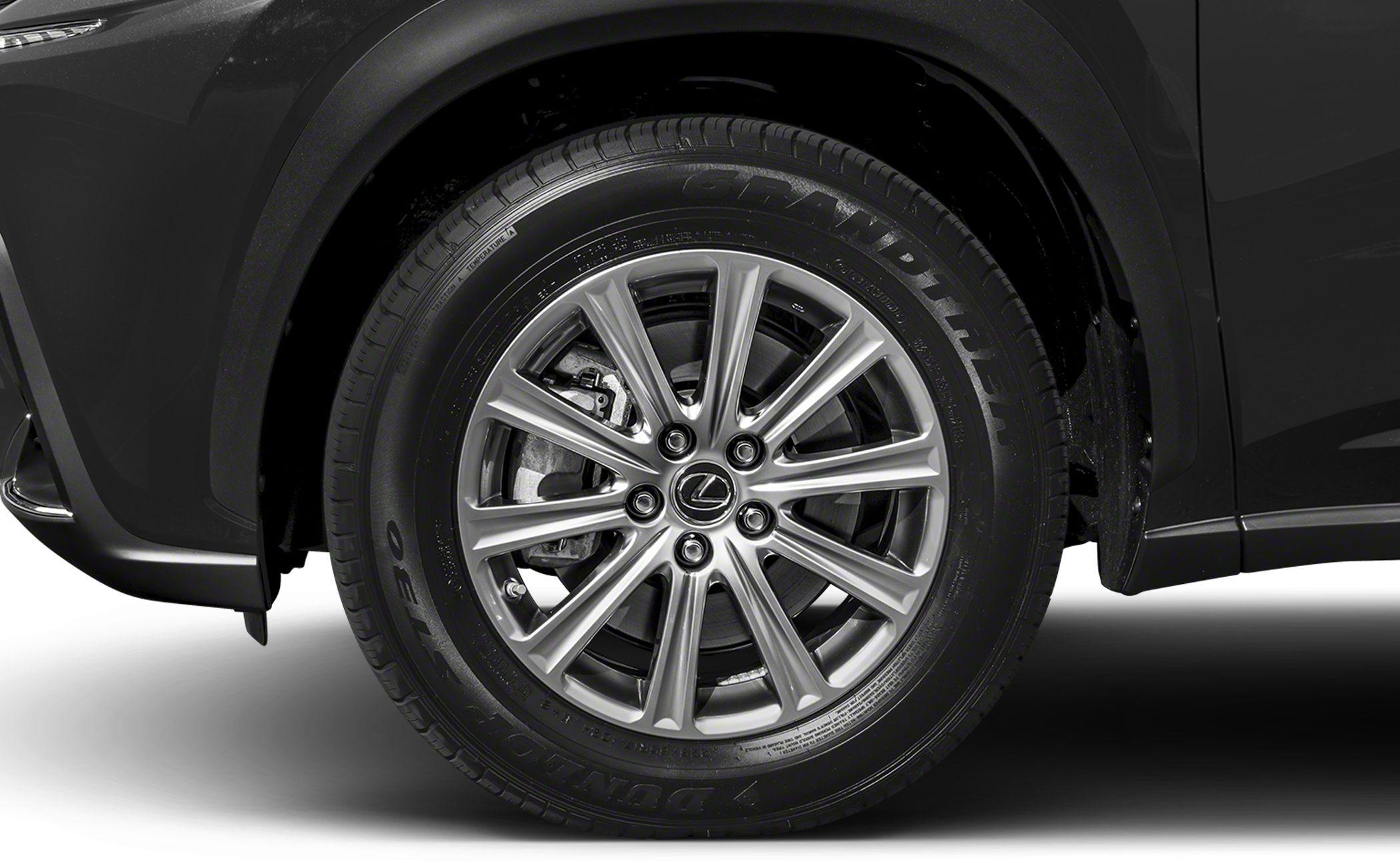 Close-up of alloy wheel and Dunlop Grandtrek tire
