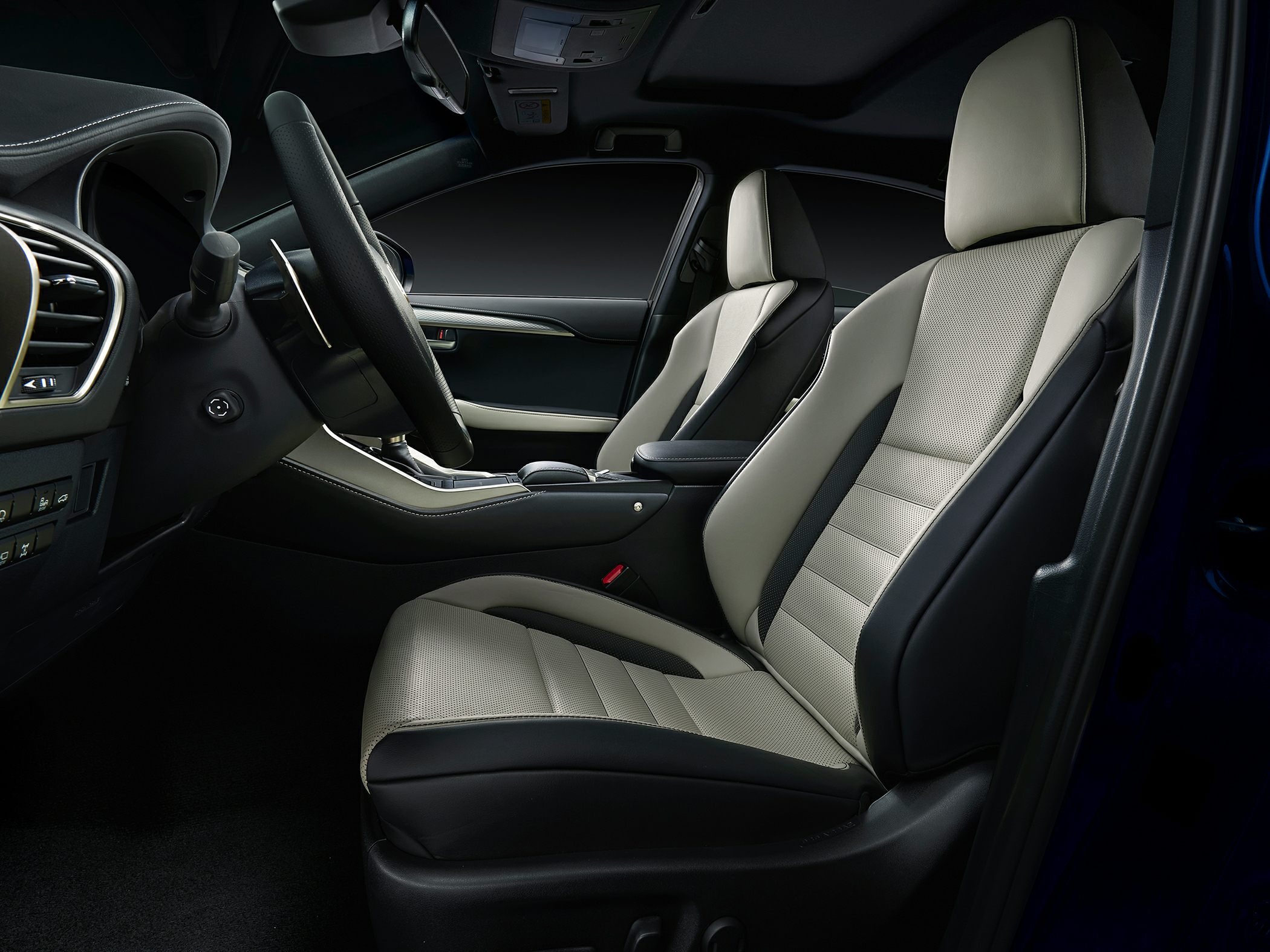 Premium leather seats and ergonomic steering wheel design