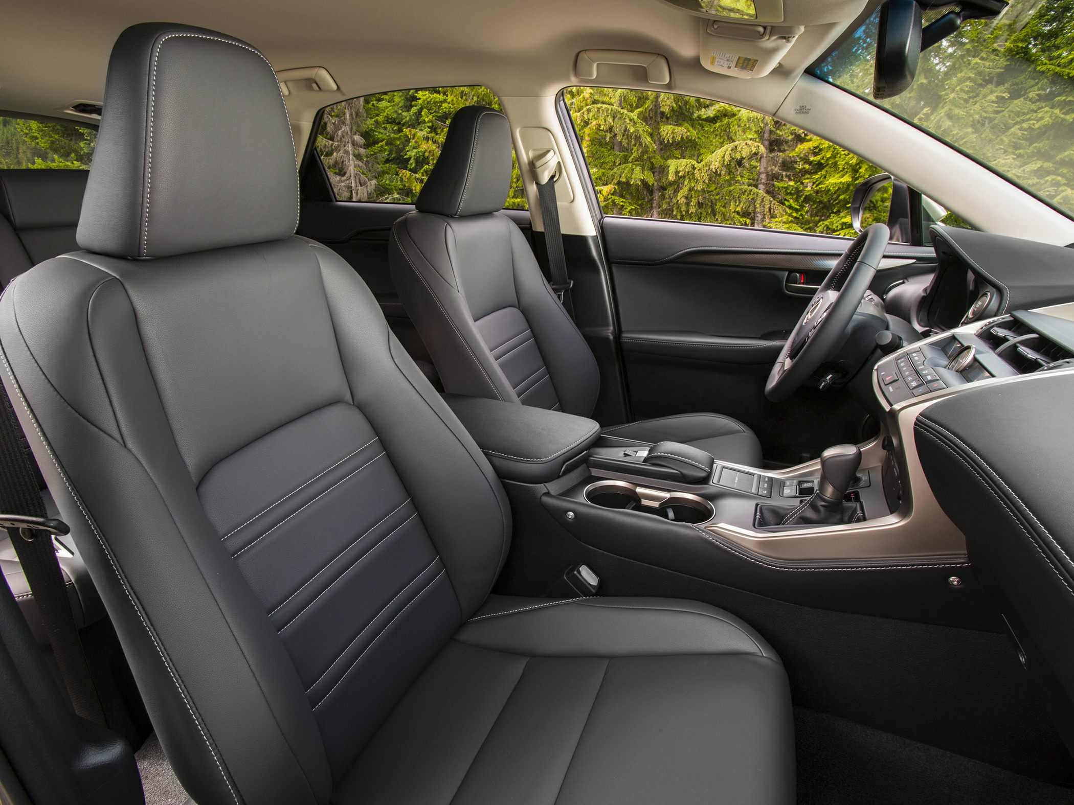 Premium leather seats and modern dashboard layout with center console and steering wheel