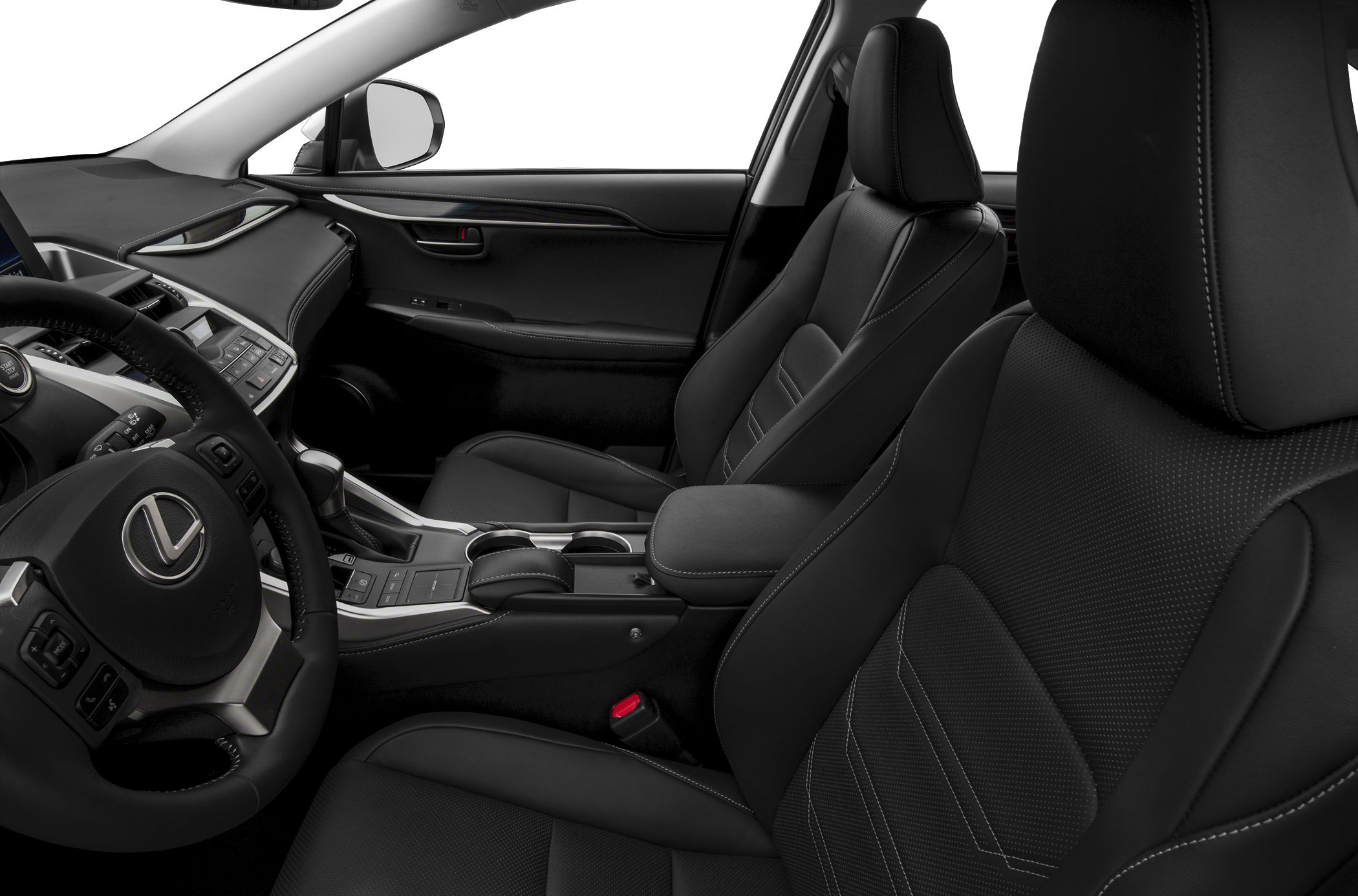 Black leather seats and modern dashboard with integrated controls