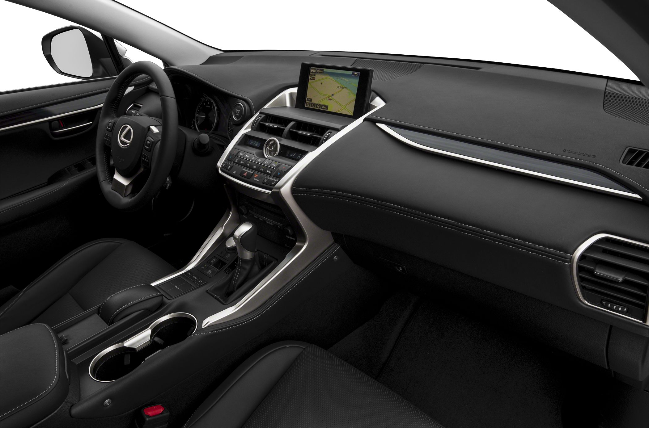 Modern dashboard and infotainment system in car interior