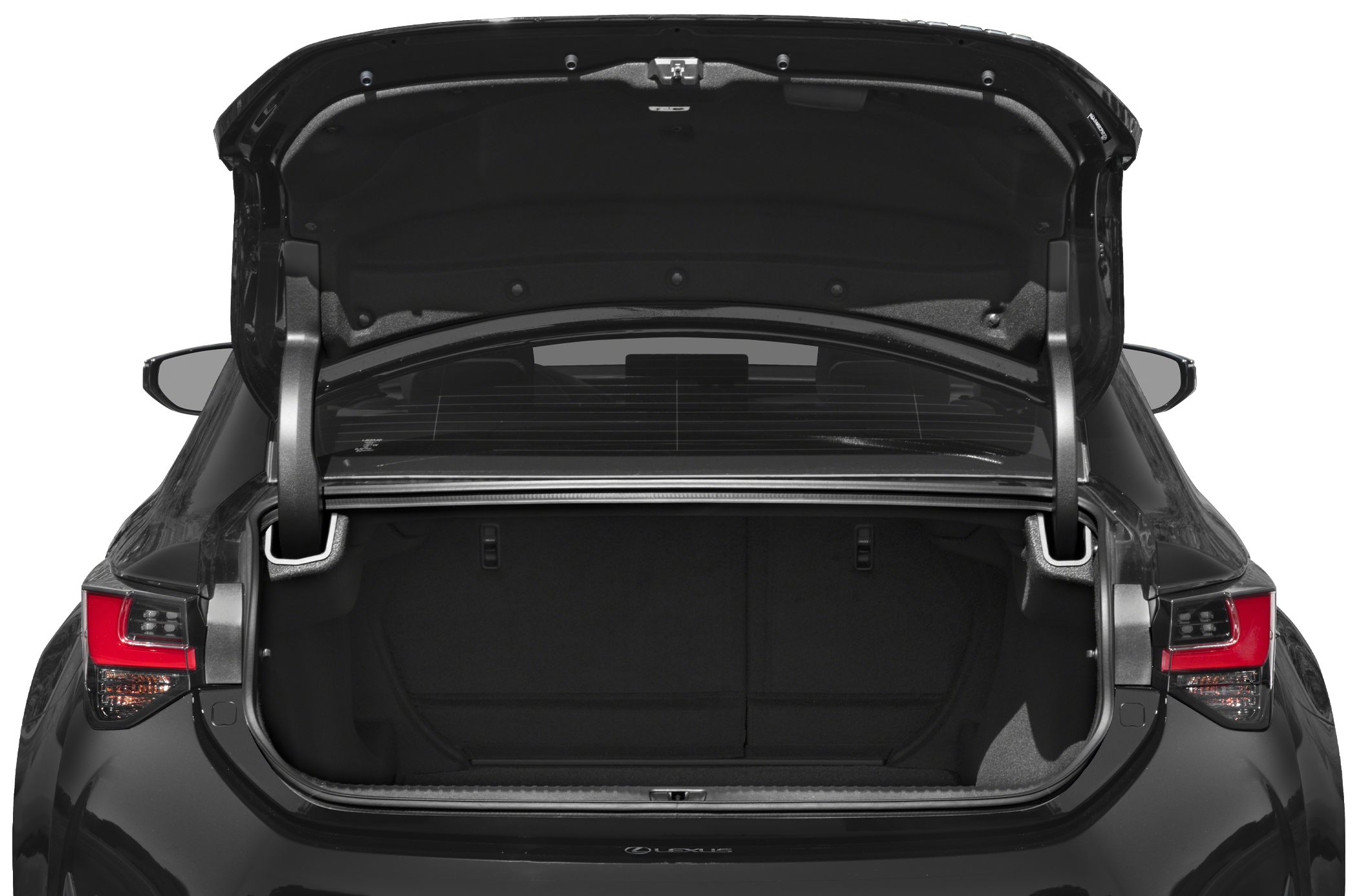 Open spacious trunk with modern hinges and seamless design