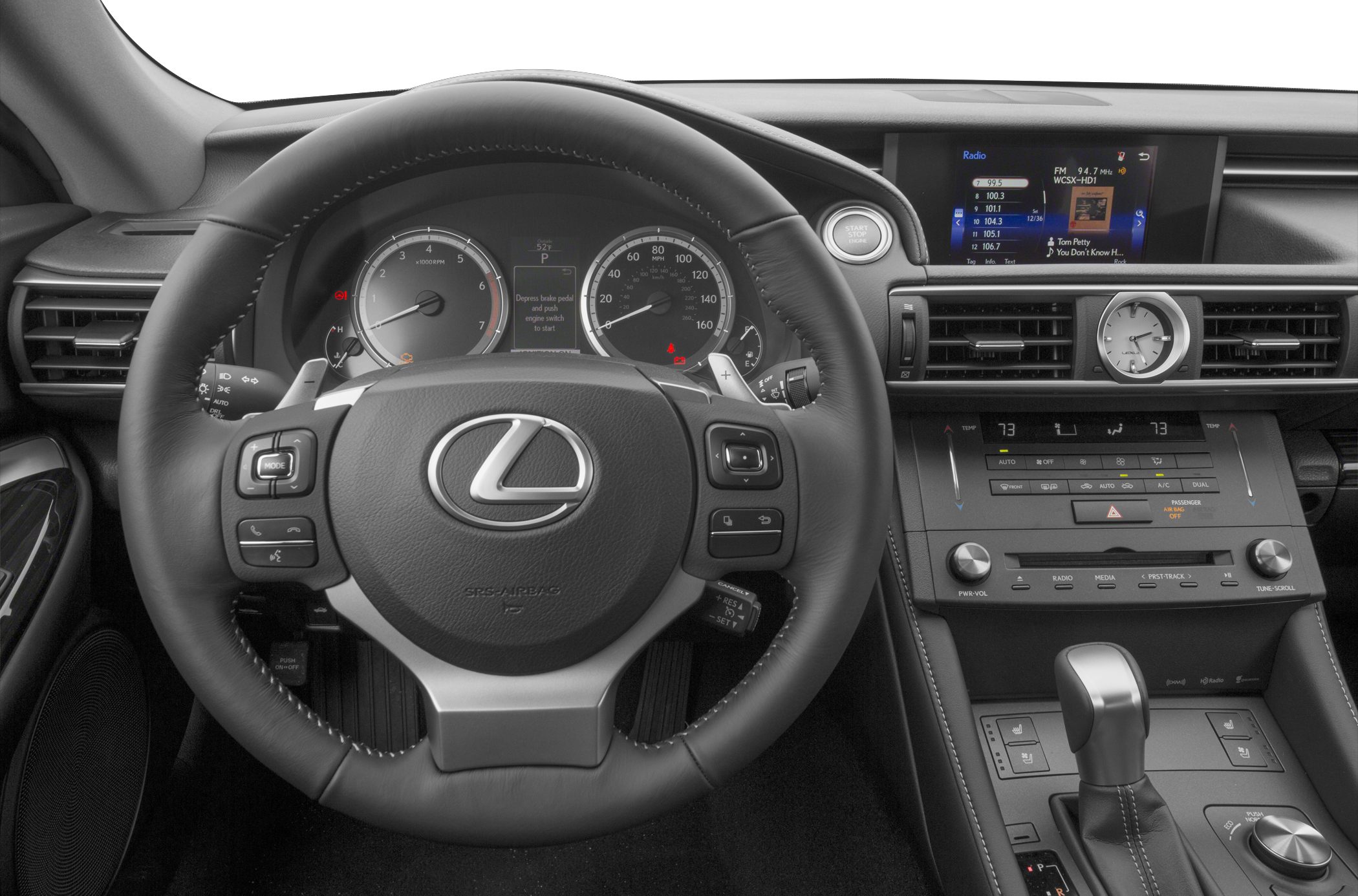 Steering wheel, instrument cluster, multimedia display, and climate control dashboard