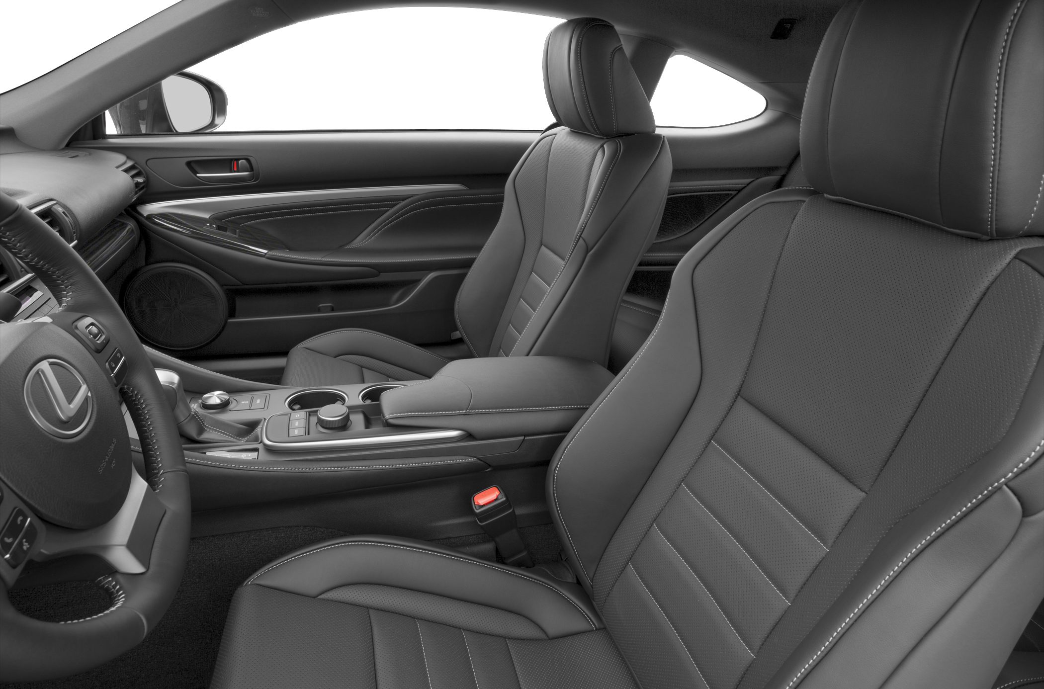 Black leather sport seats with ergonomic design and advanced center console
