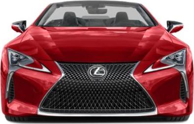 Front view showing aggressive grille and angular headlights on a sporty convertible.