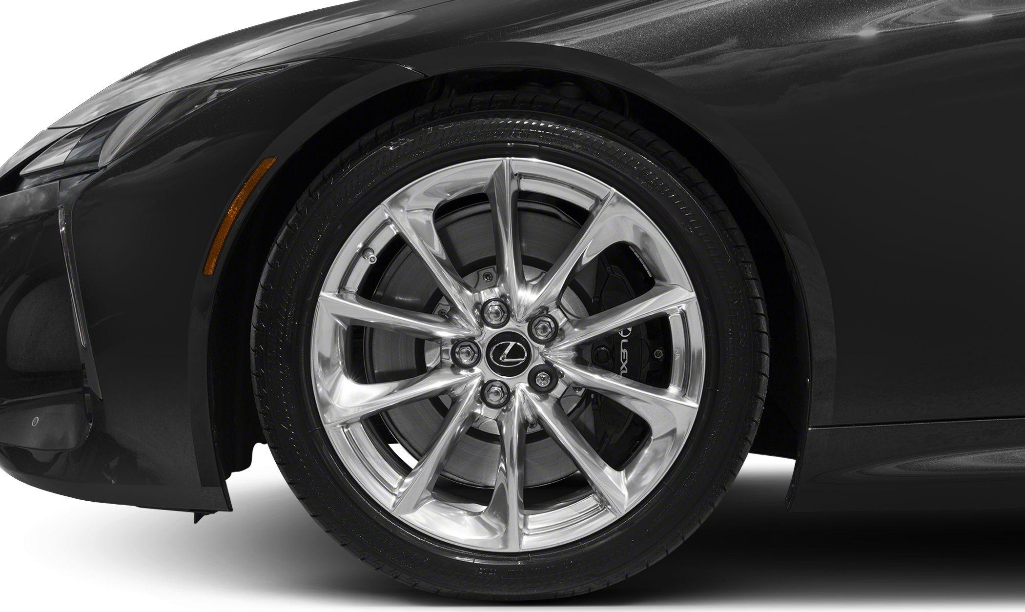 Close-up of shiny alloy wheel with visible brake system