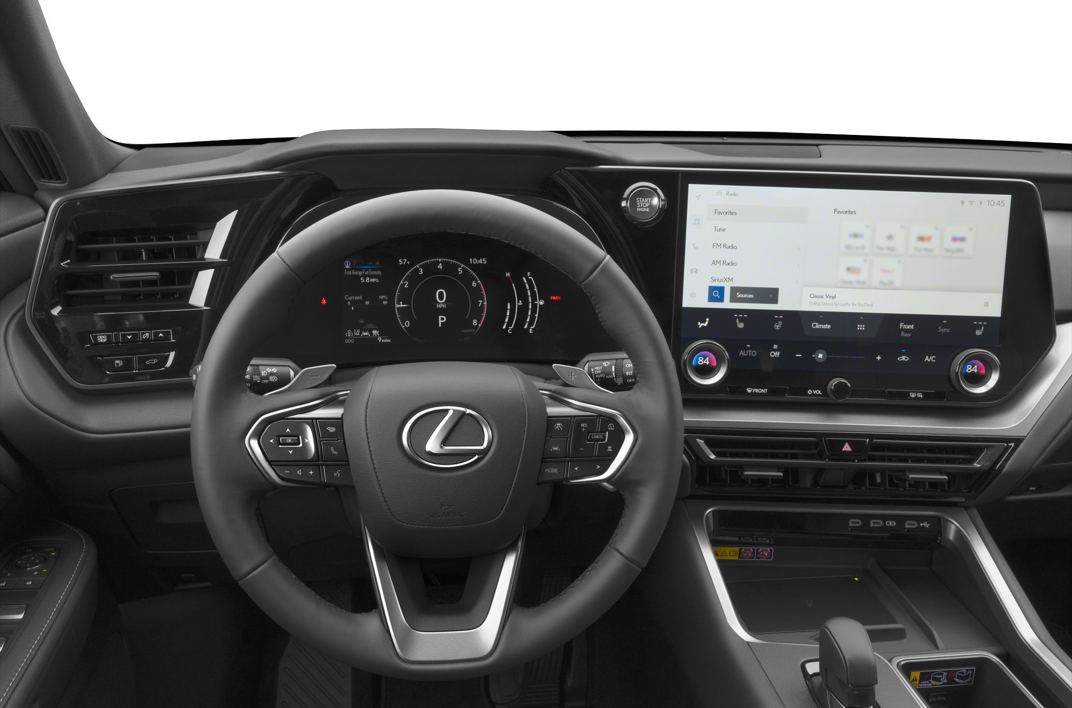 Digital instrument cluster, touchscreen infotainment, multifunction steering wheel