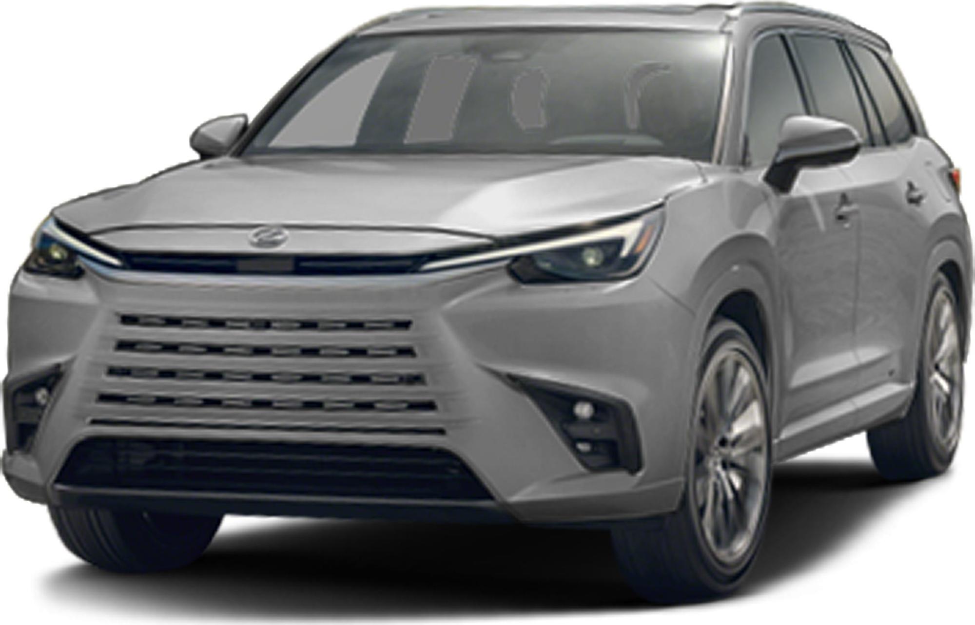 Front view of SUV featuring bold grille and sleek LED headlights