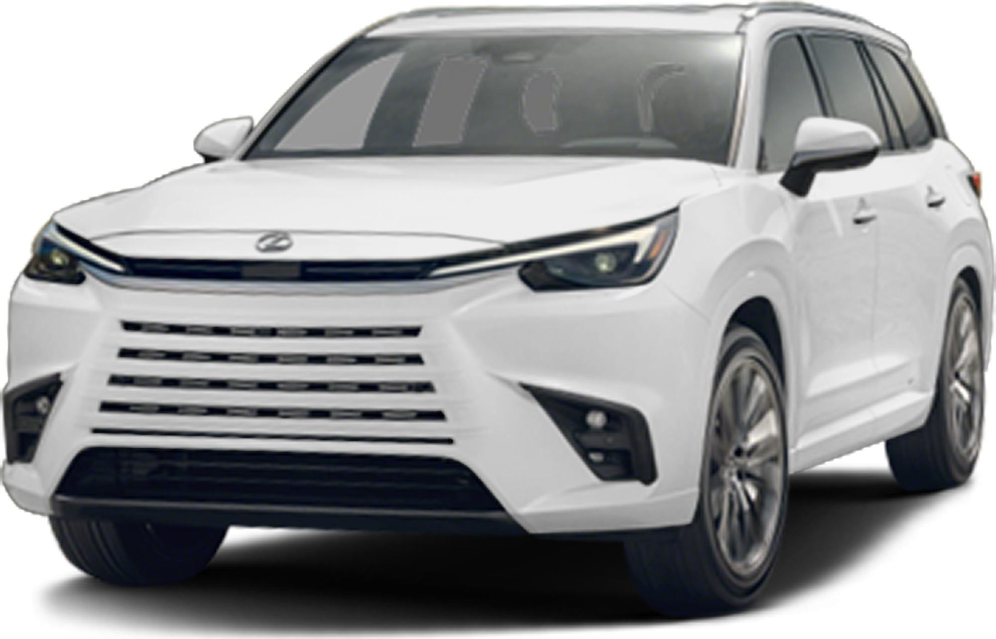 Front view of a modern SUV with LED headlights and horizontal grille slats.
