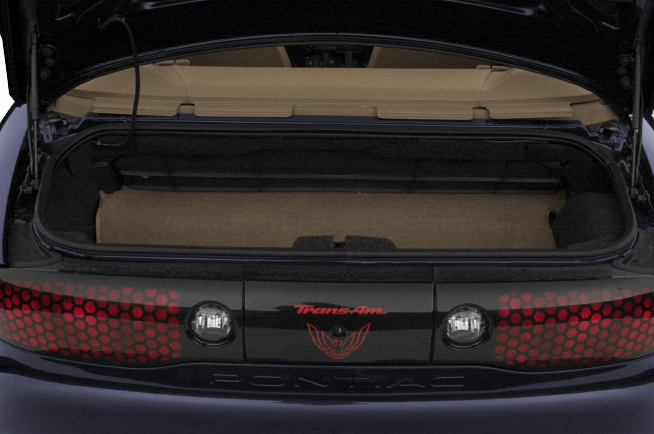 Open rear trunk and honeycomb tail lights with Trans Am emblem