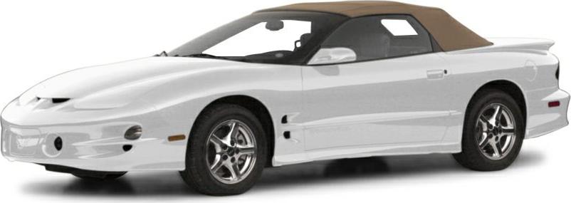 White convertible with brown soft top and sporty alloy wheels