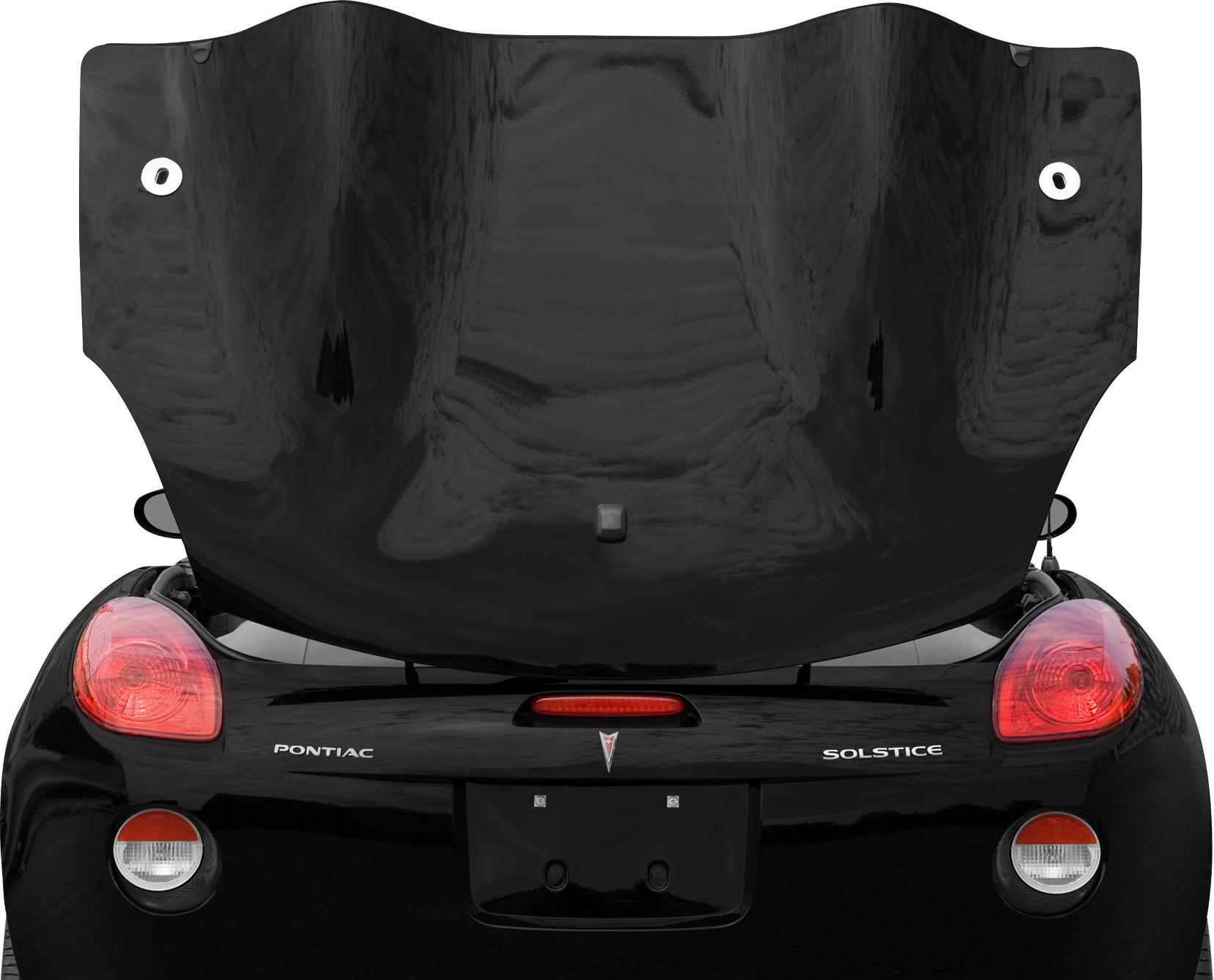 Open trunk lid and taillights of a sporty convertible rear.
