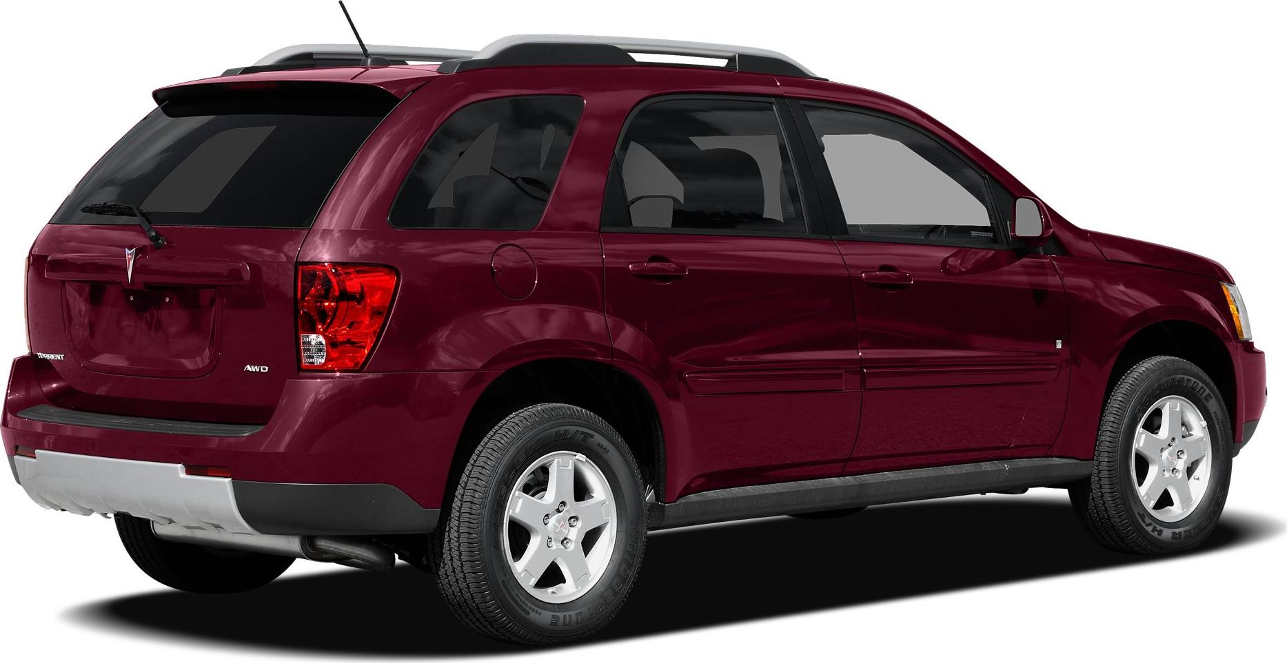 Rear side view of burgundy AWD SUV with roof rails and alloy wheels