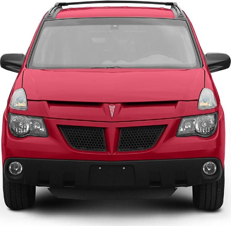 Front view with divided grille and multi-element headlights