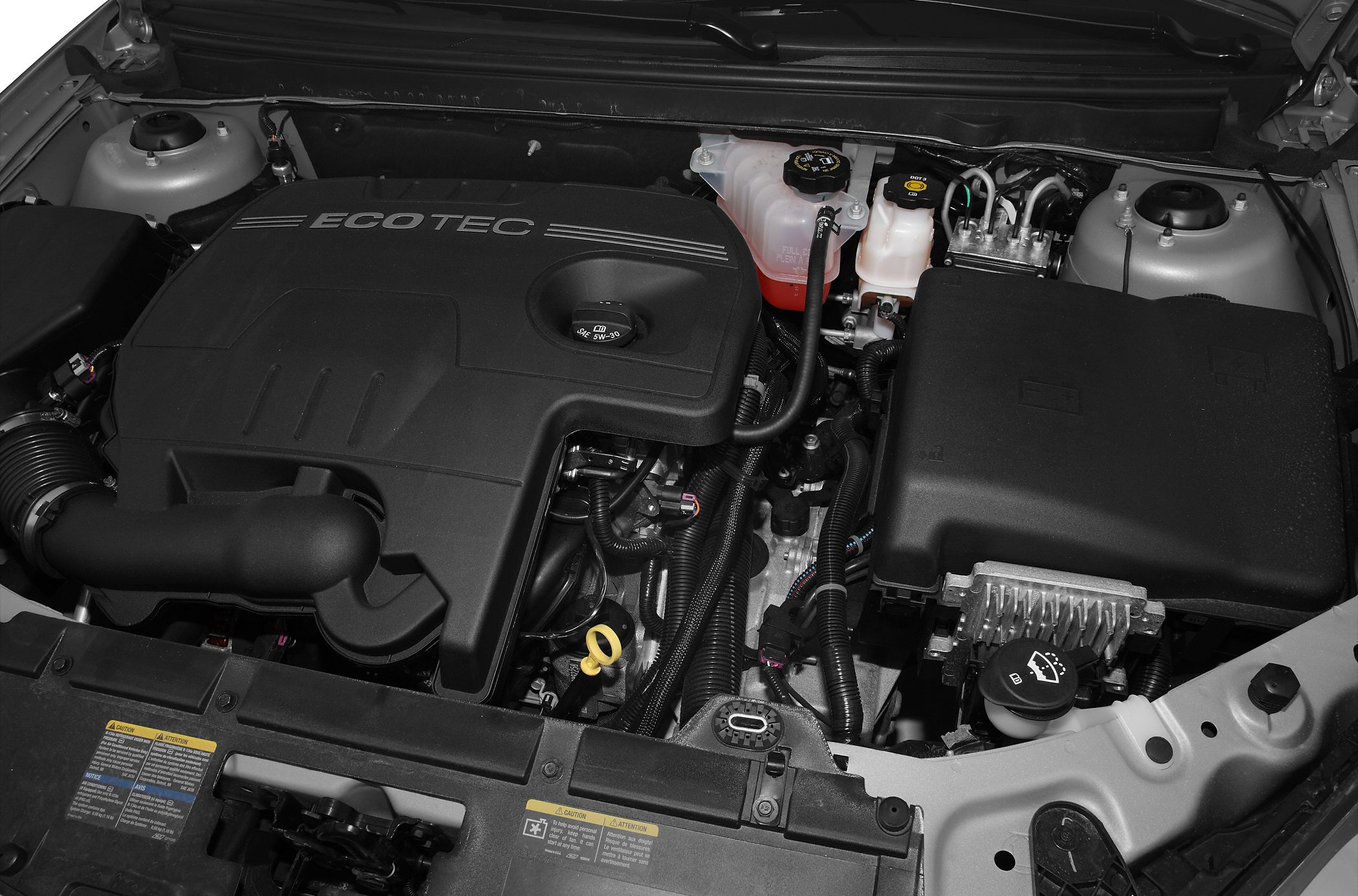 ECOTEC engine cover and detailed engine bay components.