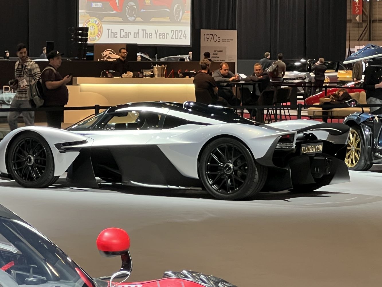 Aerodynamic hypercar exterior with black rear diffuser and side vents