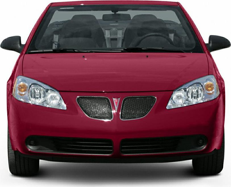 Front view of a convertible with distinctive grille and headlights