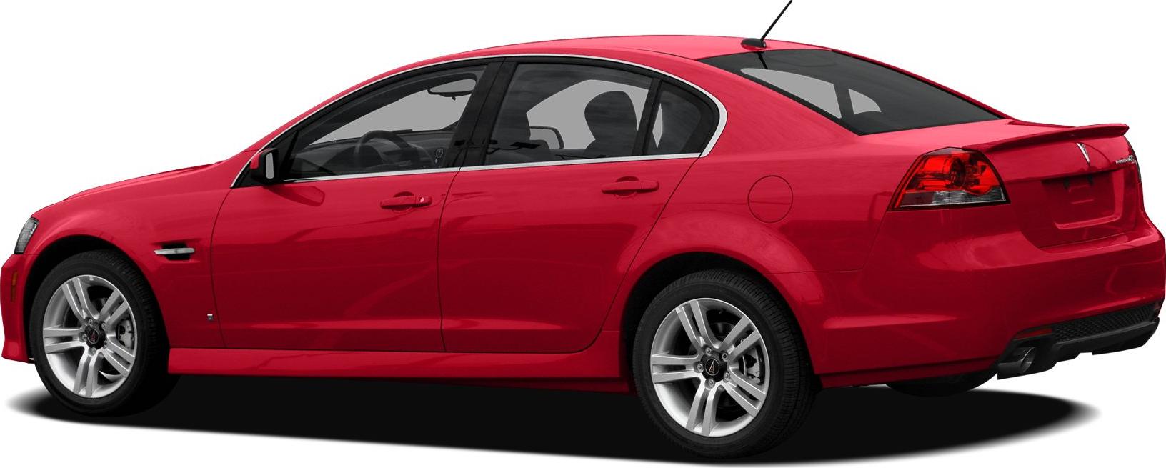 Red sedan side profile with rear spoiler and silver alloy wheels