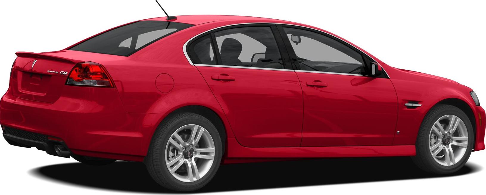Red sedan rear and side view with spoiler and alloy wheels