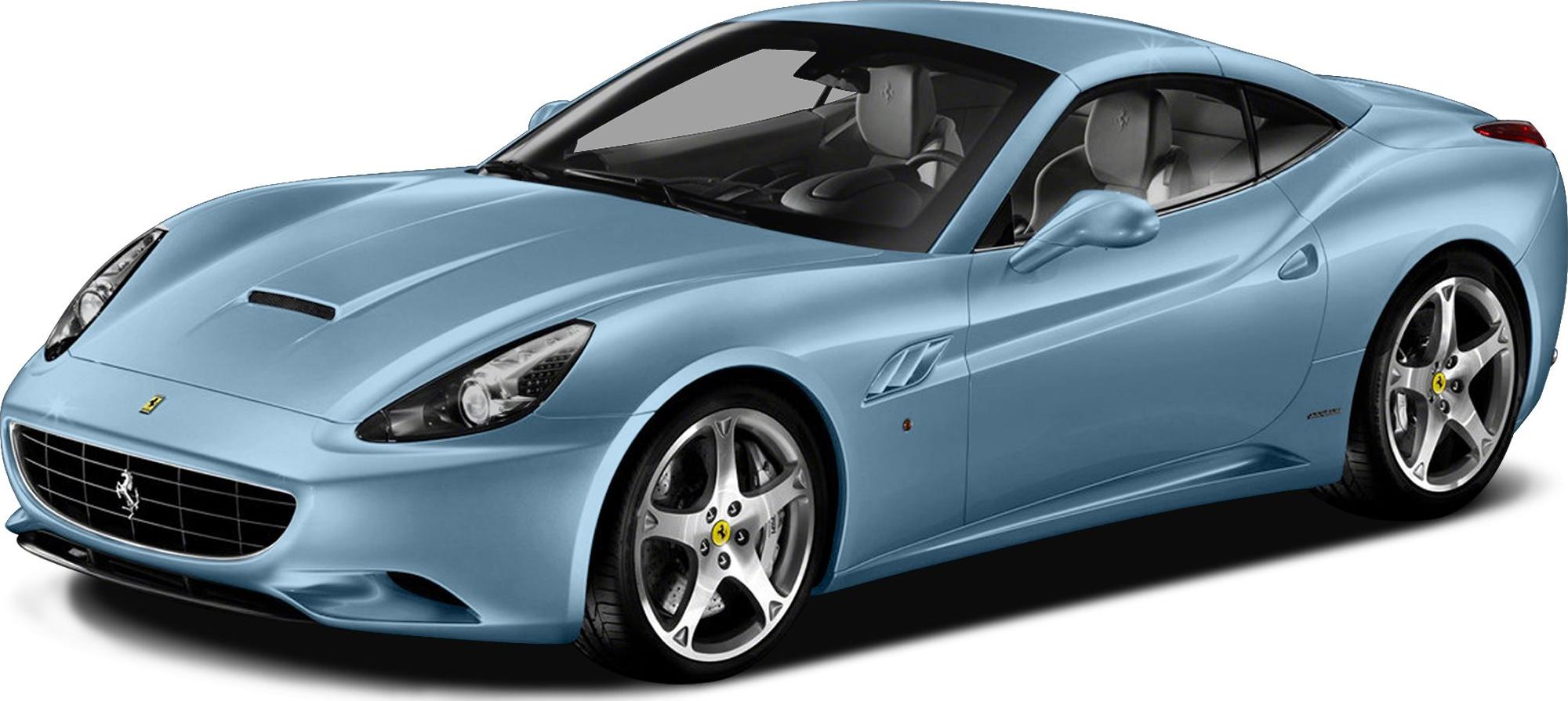 Front and side view of a sleek light blue coupe with aerodynamic body.