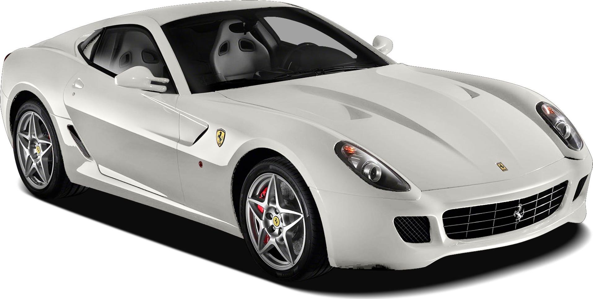 White luxury sports coupe front side with alloy wheels