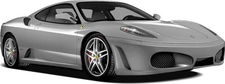 Silver sports car with aerodynamic shape and alloy wheels