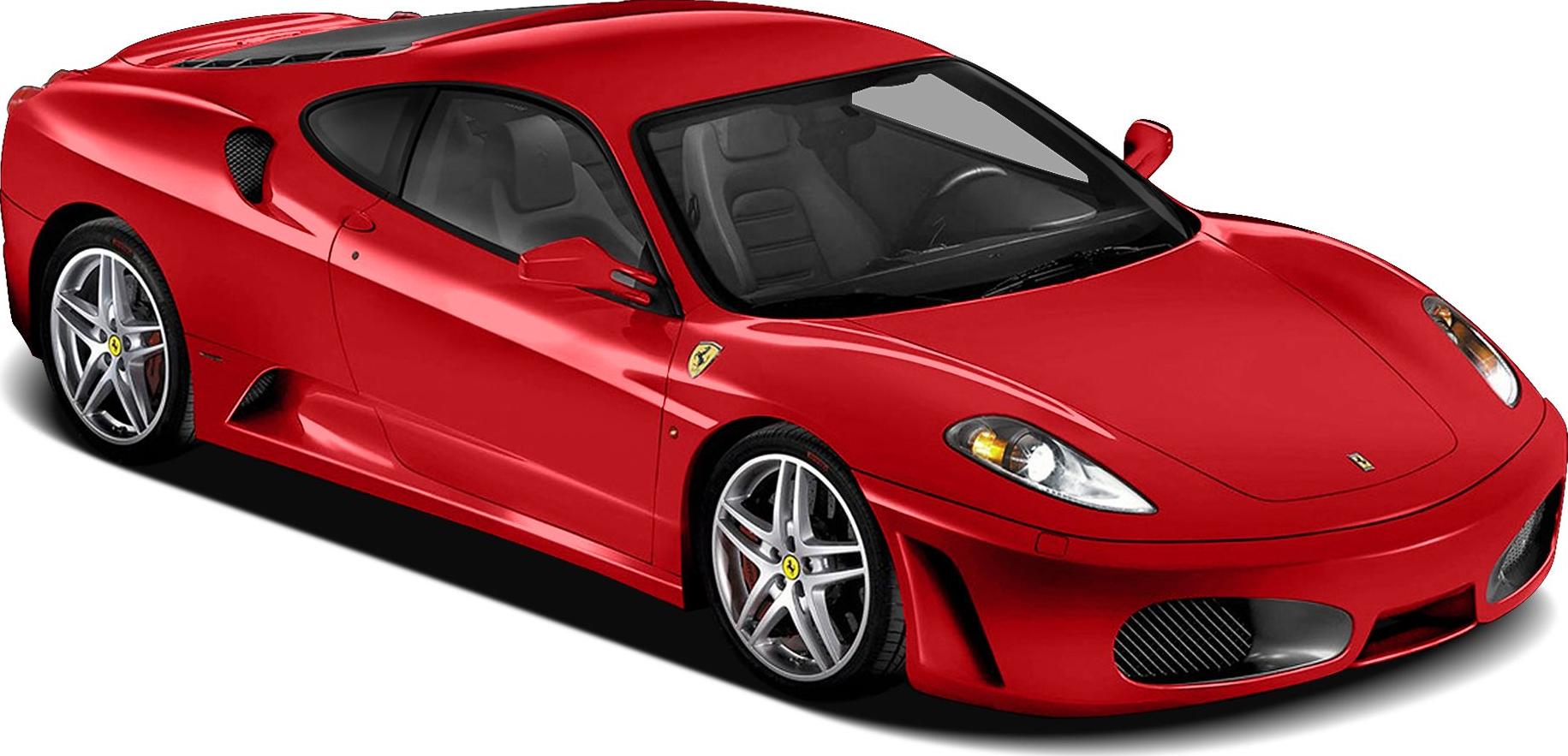 Aerodynamic red sports car with vented front bumper and alloy wheels