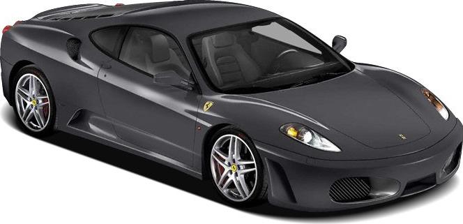 Front-side view of sleek dark gray sports coupe with alloy wheels