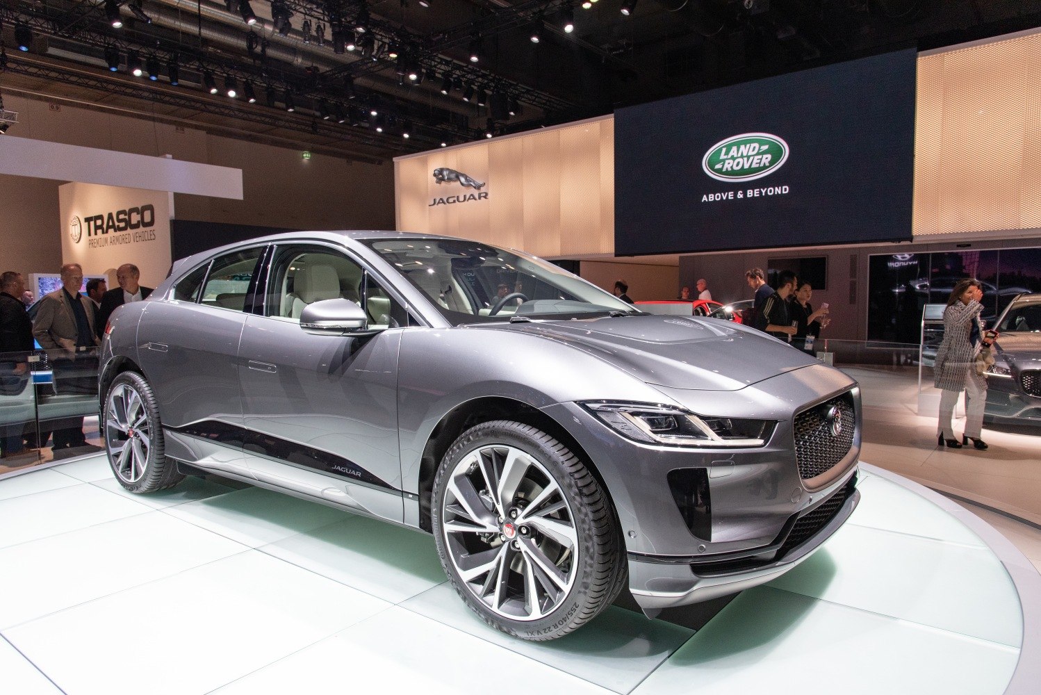 Front side view of sleek electric SUV with modern design